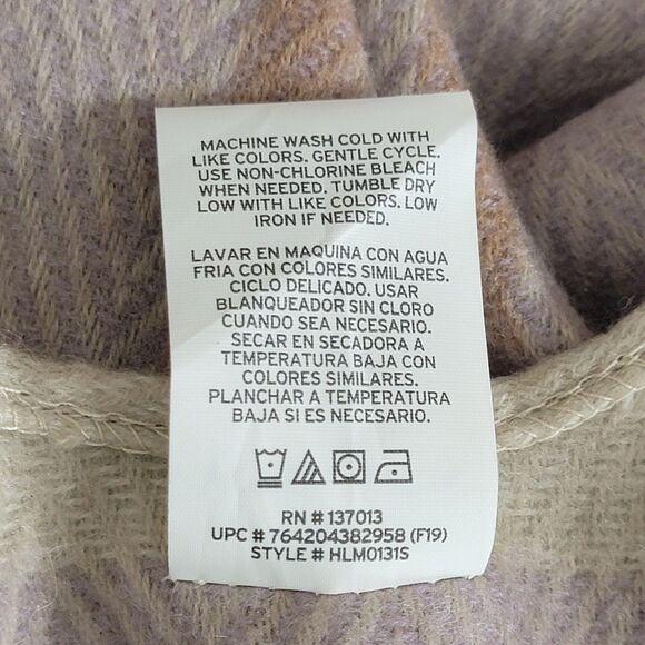 Woolrich Cape Shawl Wrap Womens Purple Herringbone Plaid Fringed Blanket Poncho - Picture 10 of 10